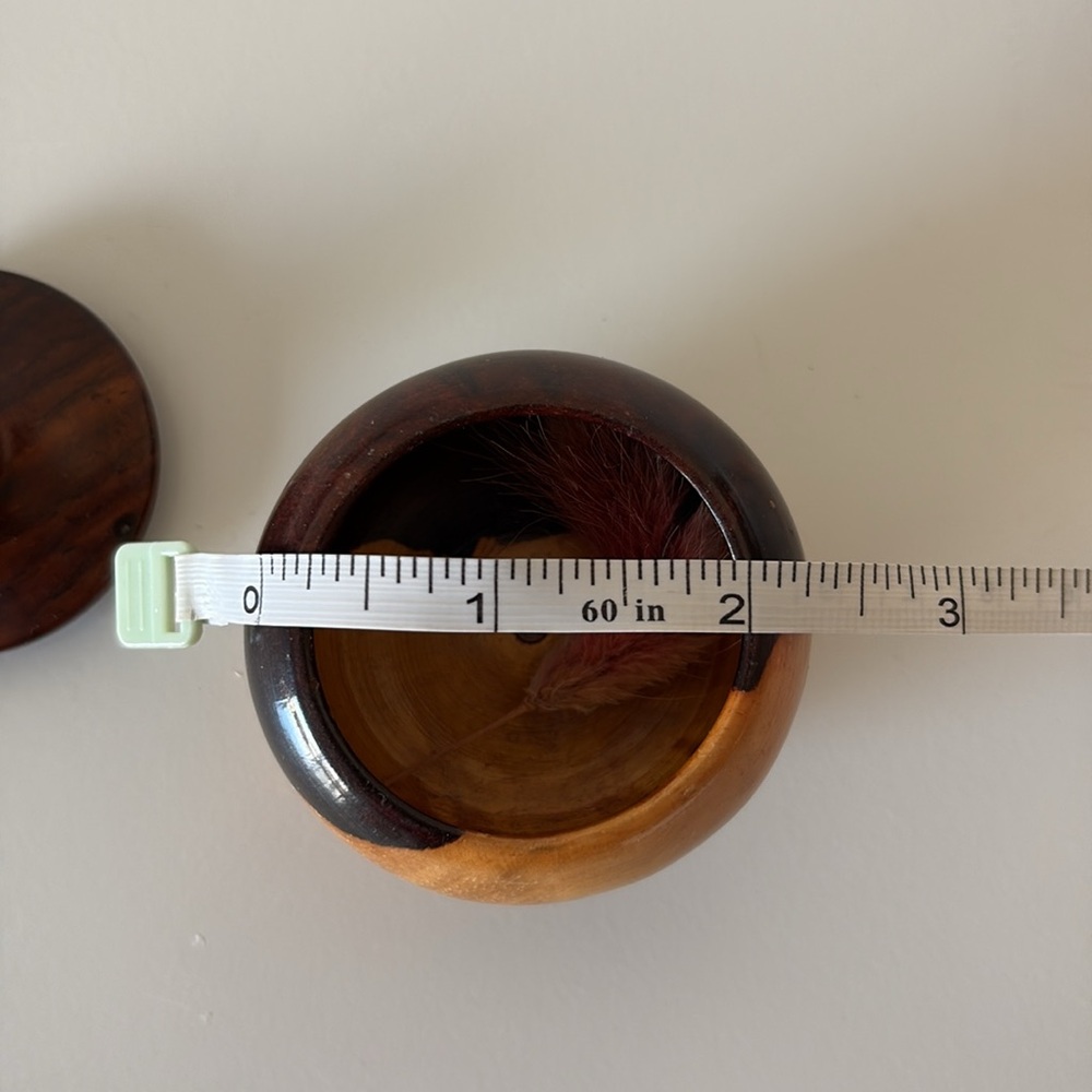 SOLD • Small Hand Turned Wooden Bowl with Lid 1.5” Tall - Picture 9 of 10
